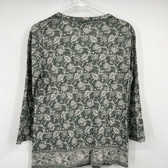Lucky Brand Green Floral Top Boho Festival Hippie - Picture 4 of 8